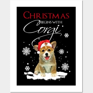 Christmas begins with Corgi Posters and Art